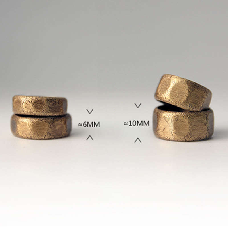 Buddha Stones Tibetan Simple Design Copper Brass Frosted Wealth Ring