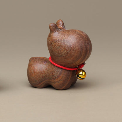 Buddha Stones Green Sandalwood Small Leaf Red Sandalwood Cute Cat Animals Soothing Peace Decoration