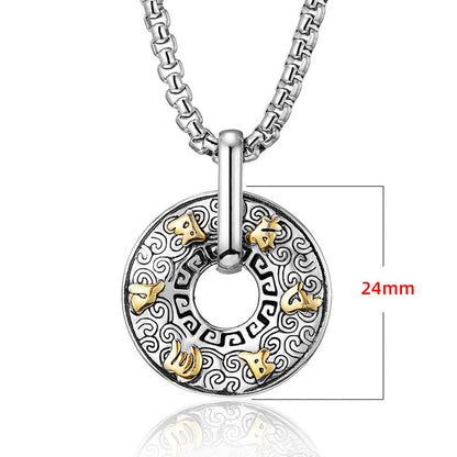 Buddha Stones Tibetan Om Mani Padme Hum Peace Buckle Creativity Necklace Pendant
