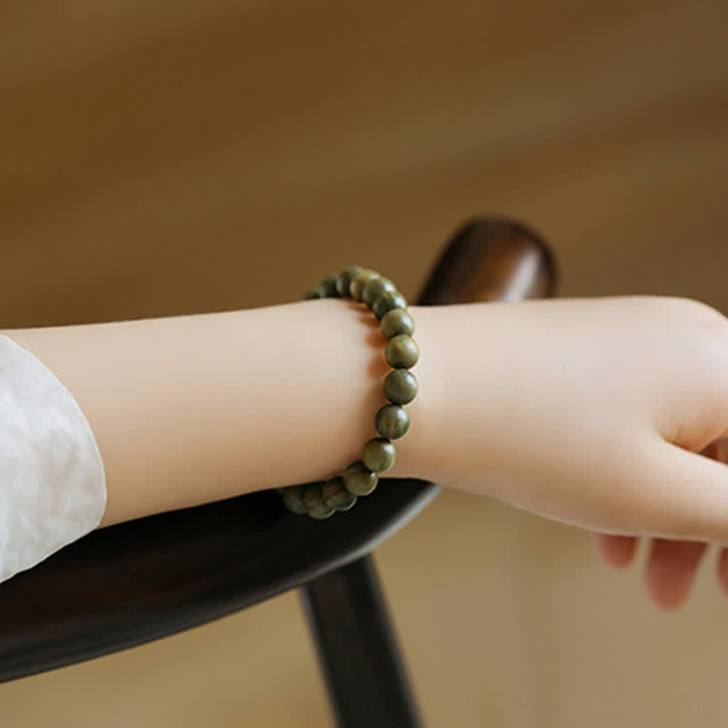 Buddha Stones Tibetan Green Sandalwood Soothing Cure Bracelet