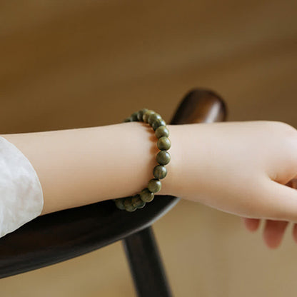 Buddha Stones Tibetan Green Sandalwood Soothing Cure Bracelet