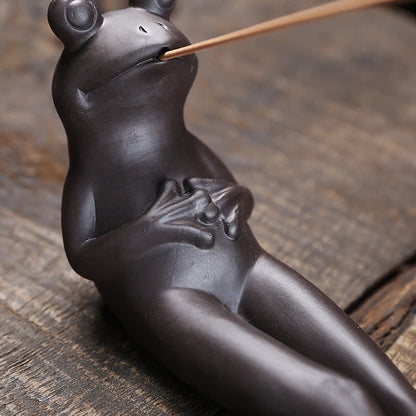 Buddha Stones Meditation Frog Ceramic Spiritual Healing Incense Burner