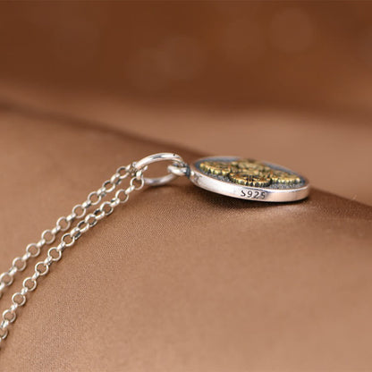 Buddha Stones 925 Sterling Silver Double Dorje Vajra Blessing Necklace Pendant