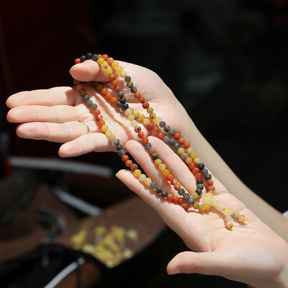 Buddha Stones 108 Beads Natural Red Agate Mala Protection Bracelet