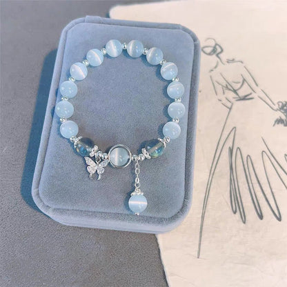 Buddha Stones "Sending Luck and Inner Peace" Cat's Eye Butterfly Bracelet Includes Gift Message Card