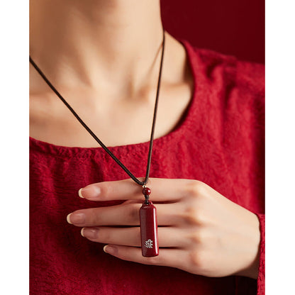 Buddha Stones Chinese Zodiac Natal Buddha Cinnabar Amulet Protection String Necklace Pendant