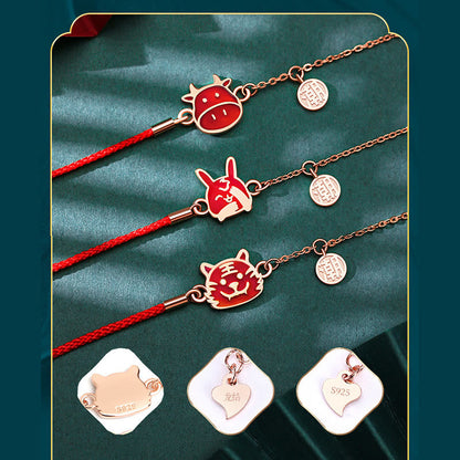 Buddha Stones 925 Sterling Silver Color-changing Chinese Zodiac Luck Protection Red String Chain Bracelet
