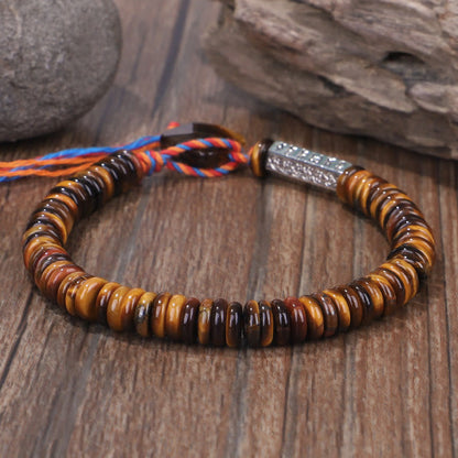 Buddha Stones Tibetan Tiger Eye Om Mani Padme Hum Protection Power Bracelet