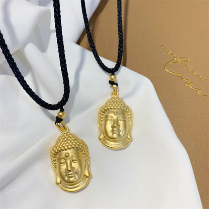 Buddha Stones Gold Buddha Copper Wealth Necklace Pendant