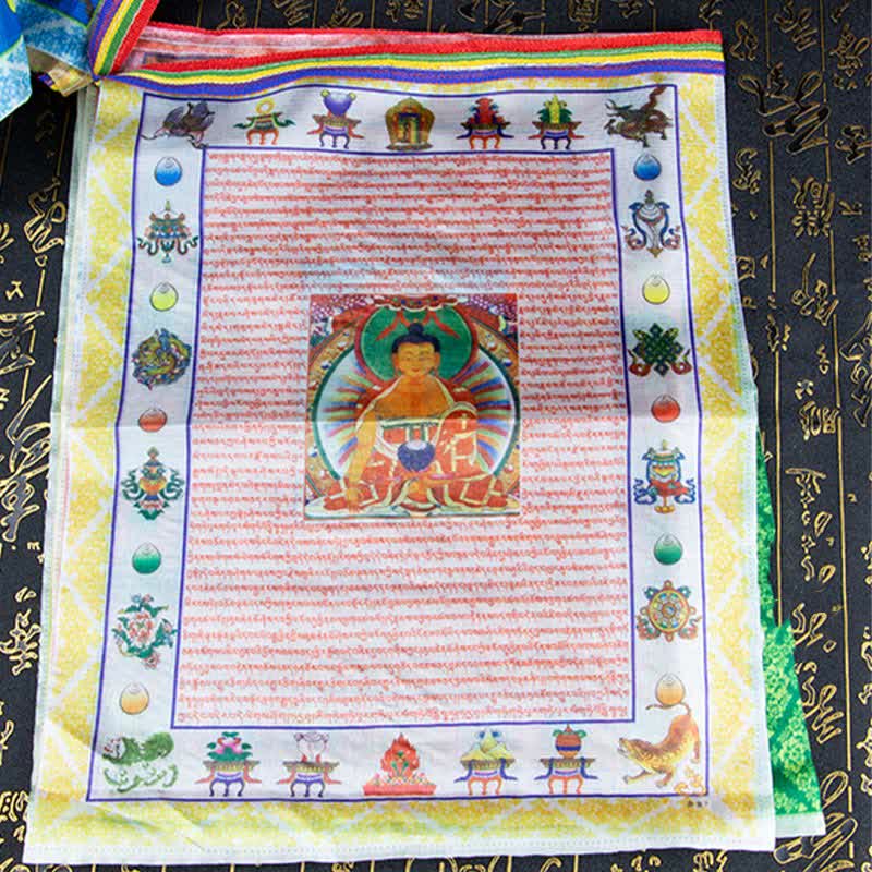 Buddha Stones Tibetan 5 Colors Windhorse Buddha Tara Scriptures Healing Auspicious Outdoor Prayer Flag