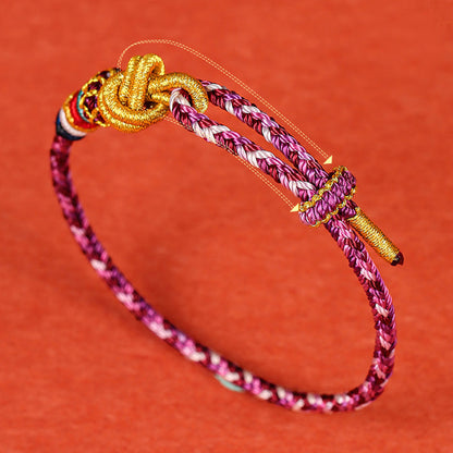 Buddha Stones Handmade Dunhuang Colorful Rope Protection Braid String Bracelet