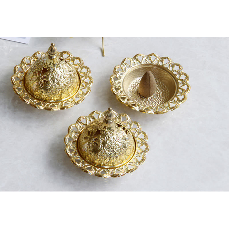 Buddha Stones Tibetan Gold Mini Meditation Incense Burner