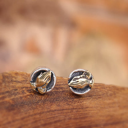 Buddha Stones 925 Sterling Silver Namaste Equality Stud Earrings