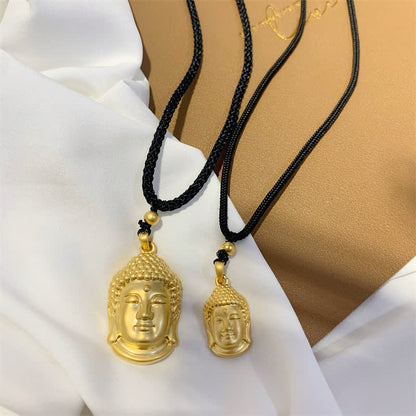 Buddha Stones Gold Buddha Copper Wealth Necklace Pendant