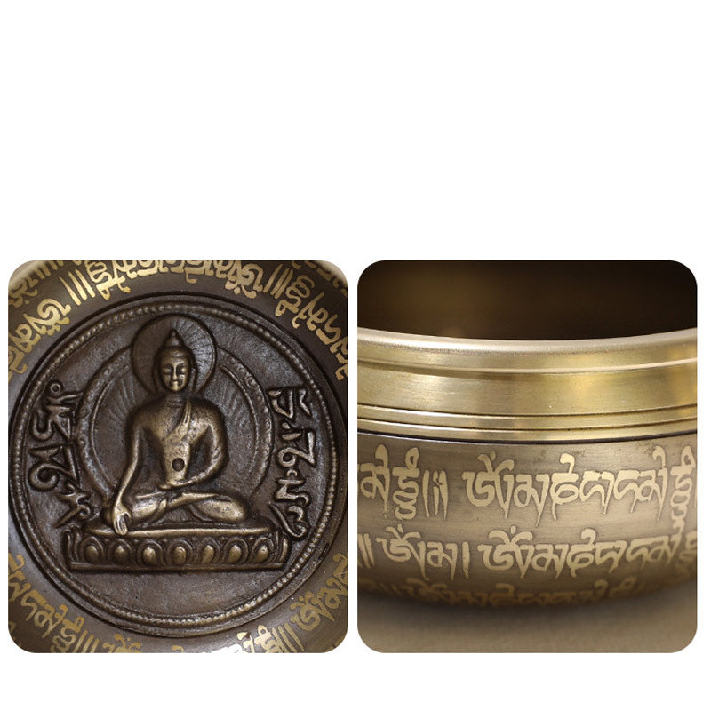 Buddha Stones Tibetan Sound Bowl Handcrafted for Focus and Meditation Peaceful Happiness Singing Bowl Set