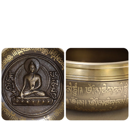 Buddha Stones Tibetan Sound Bowl Handcrafted for Focus and Meditation Peaceful Happiness Singing Bowl Set