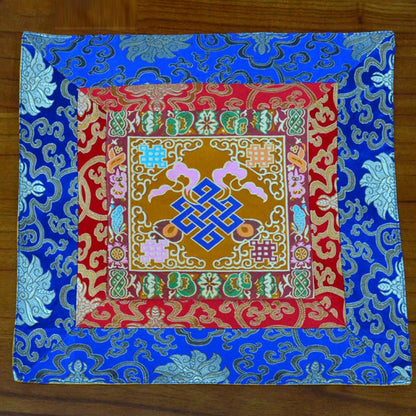 Buddha Stones Prayer Altar Mat Meditation Strength Endless Knot Vajra Man-Bcu Kalachakra Auspicious Symbols