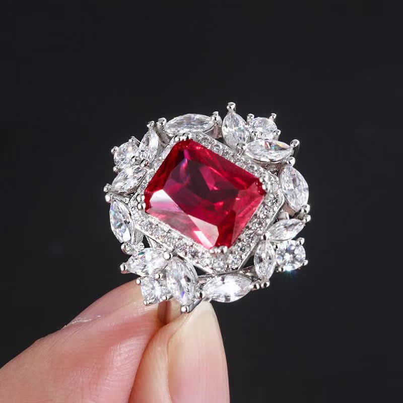 Buddha Stones Emerald Crystal Red Corundum Confidence Courage Ring Earrings Necklace Pendant