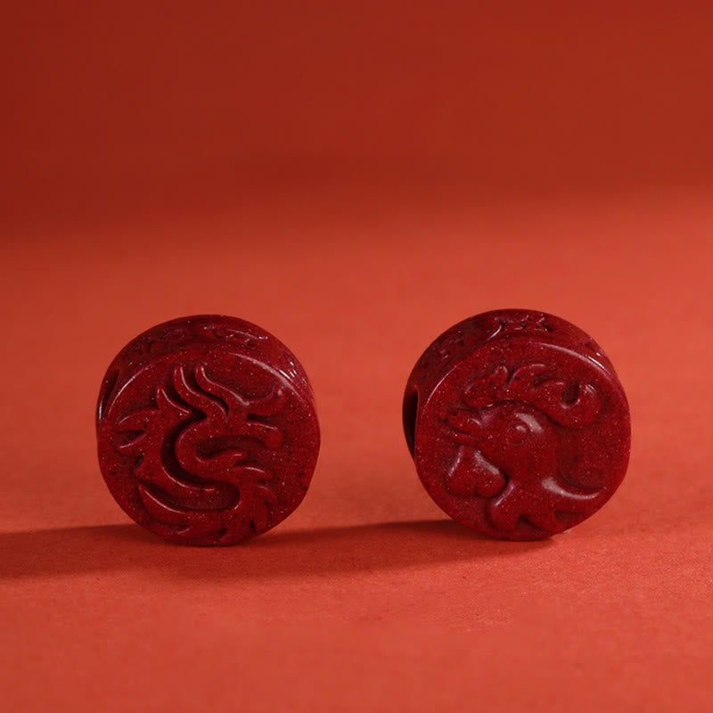 Buddha Stones Year of the Dragon 925 Sterling Silver Chinese Zodiac Cinnabar Auspicious Matches Blessing Bracelet (Extra 30% Off | USE CODE: FS30)