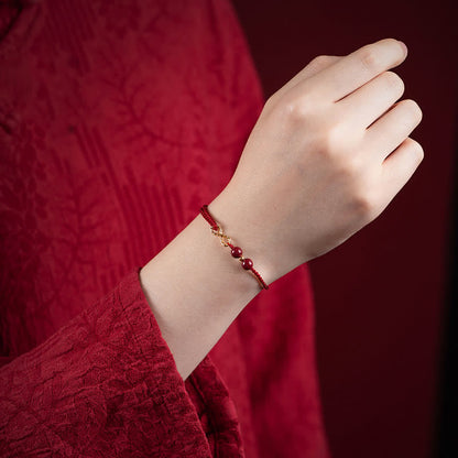 Buddha Stones Cinnabar Blessing Red String Golden Infinity Symbol Bracelet Anklet
