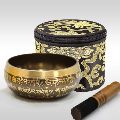 Buddha Stones Tibetan Meditation Sound Bowl Handcrafted for Healing and Mindfulness Singing Bowl Set