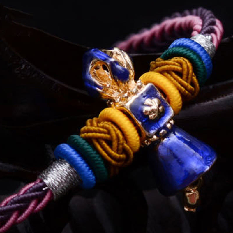 Buddha Stones Tibetan Handmade Dorje Vajra Strength Eight Threads String Bracelet