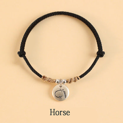 Buddha Stones Handmade 999 Sterling Silver Year of the Dragon Cute Chinese Zodiac Luck Braided Bracelet (Extra 30% Off | USE CODE: FS30)