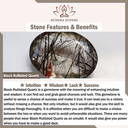 Buddha Stones Black Rutilated Quartz Ebony Wood White Crystal Success Couple Bracelet