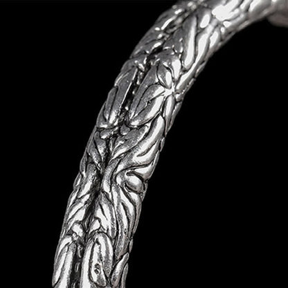 Buddha Stones Flower Dragon Pattern Engraved Balance Cuff Bracelet Bangle