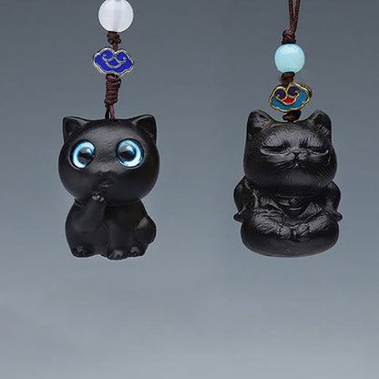 Buddha Stones Green Sandalwood Mini Cute Animal Rabbit Cat Deer Whale Prosperity Phone Hanging Decorations
