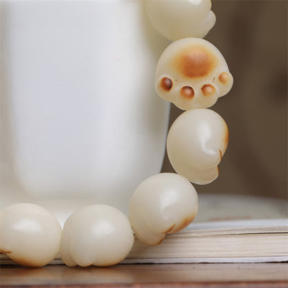 Buddha Stones Cute Cat Paw Claw Bodhi Seed Peace Bracelet