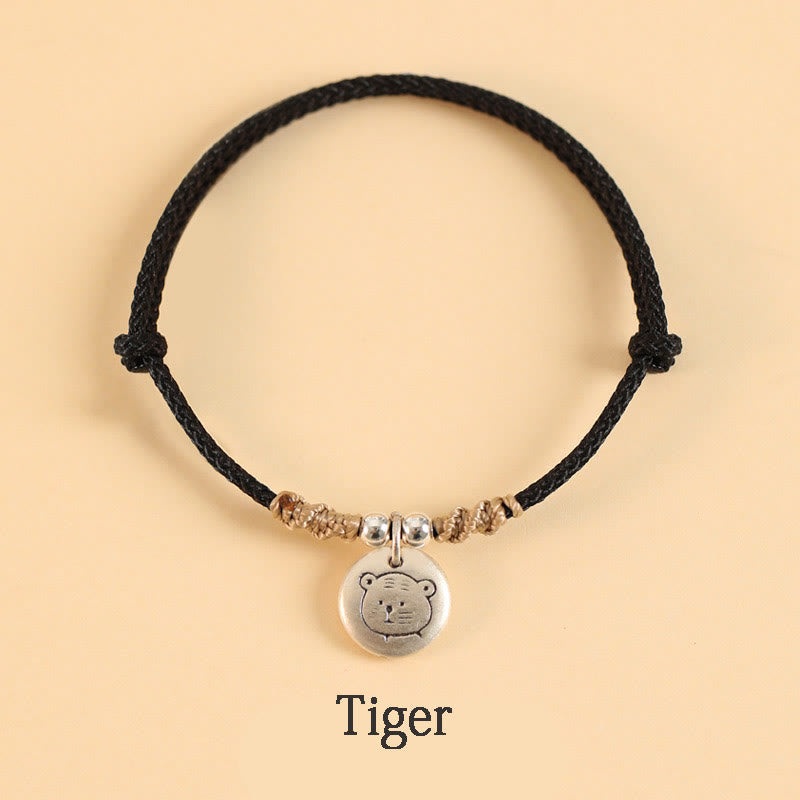 Buddha Stones Handmade 999 Sterling Silver Year of the Dragon Cute Chinese Zodiac Luck Braided Bracelet (Extra 30% Off | USE CODE: FS30)