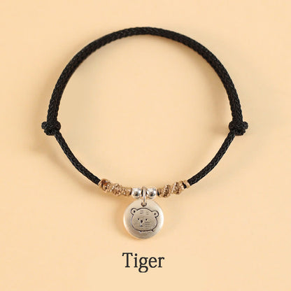 Buddha Stones Handmade 999 Sterling Silver Year of the Dragon Cute Chinese Zodiac Luck Braided Bracelet (Extra 30% Off | USE CODE: FS30)