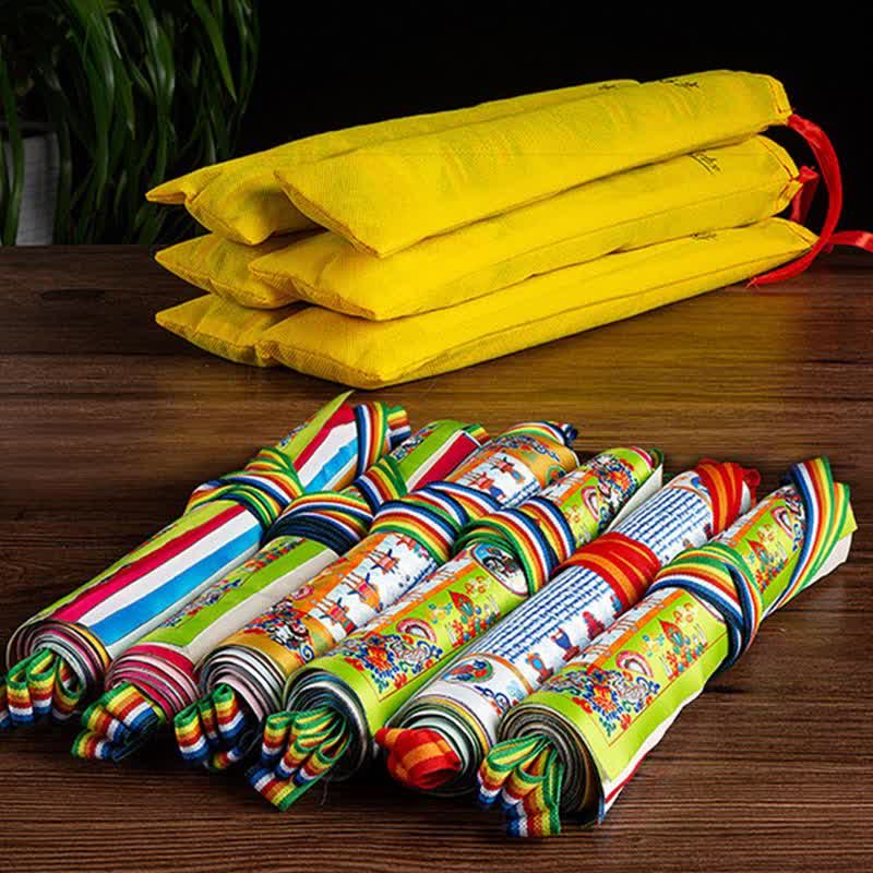 Buddha Stones Tibetan 10 Colors Windhorse Buddha Healing Auspicious Outdoor Prayer Flag