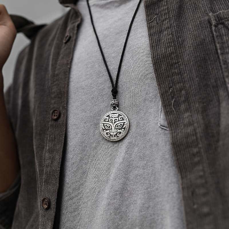 Buddha Stones Lucky FengShui Mythological Creature Taotie Wealth Necklace Pendant