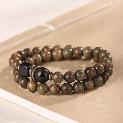 Buddha Stones Tibetan Green Sandalwood Crystal Soothing Peace Bracelet