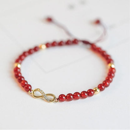 Natural Red Agate Endless Knot Four Leaf Clover Star Confidence String Bracelet