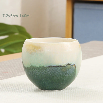 Buddha Stones Creative Green Ceramic Teacup Kung Fu Tea Cups