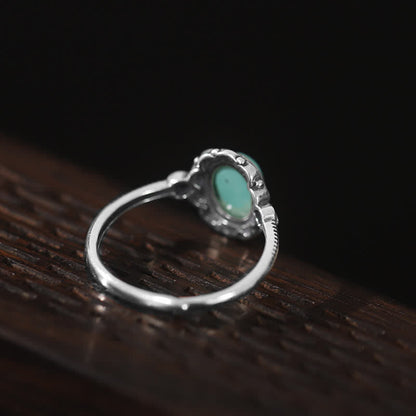 925 Sterling Silver Tibetan Turquoise Red Agate Protection Ring