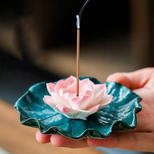 Buddha Stones Tibetan Lotus Blessing Incense Burner Decoration