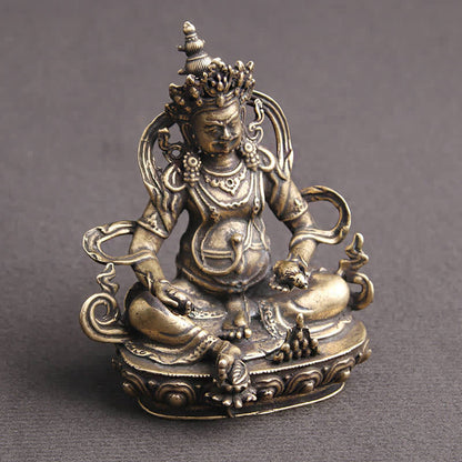 Buddha Stones Yellow Jambhala Bodhisattva Figurine Serenity Copper Statue Decoration