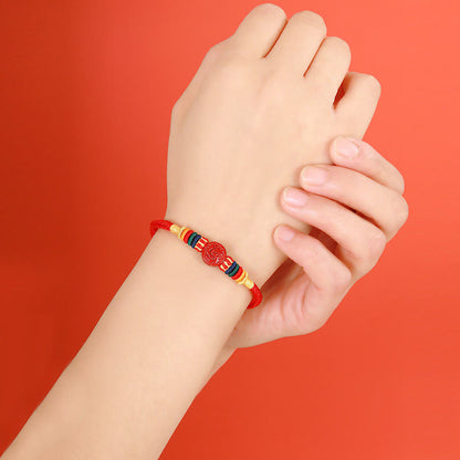 Buddha Stones Year of the Dragon 925 Sterling Silver Chinese Zodiac Cinnabar Auspicious Matches Blessing Bracelet (Extra 30% Off | USE CODE: FS30)