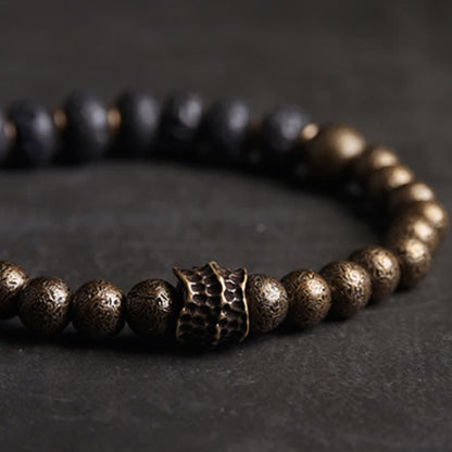 Buddha Stones Lava Rock Stone Copper Balance Cuff Bracelet Bangle