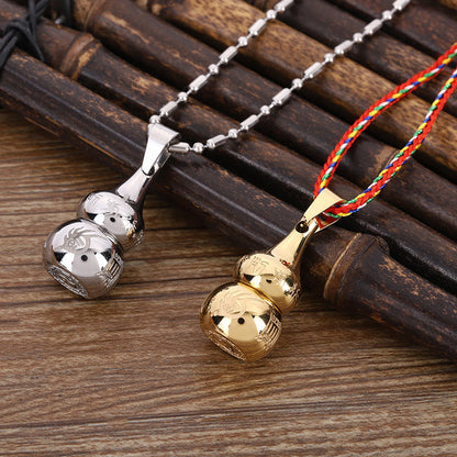 Buddha Stones Tibetan Yin Yang Symbol Gourd Harmony Titanium Steel Necklace Pendant