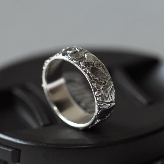 Buddha Stones Rock Pattern Luck Blessing Copper Ring