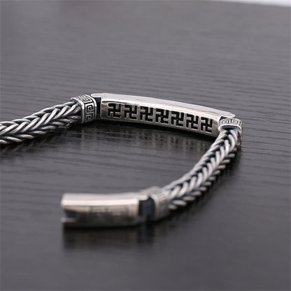 Buddha Stones Swastika Pattern Engraved Luck Bracelet