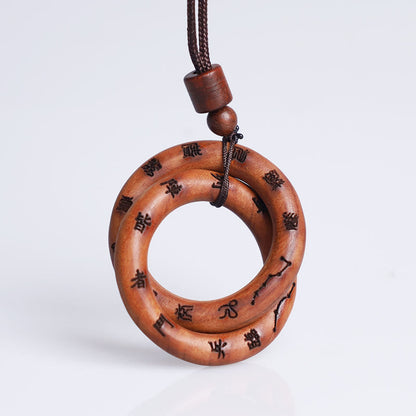 Buddha Stones Lightning Struck Jujube Wood Taoist Yin Yang Ring Qiankun Circle Leizu Taboo Luck Necklace Pendant
