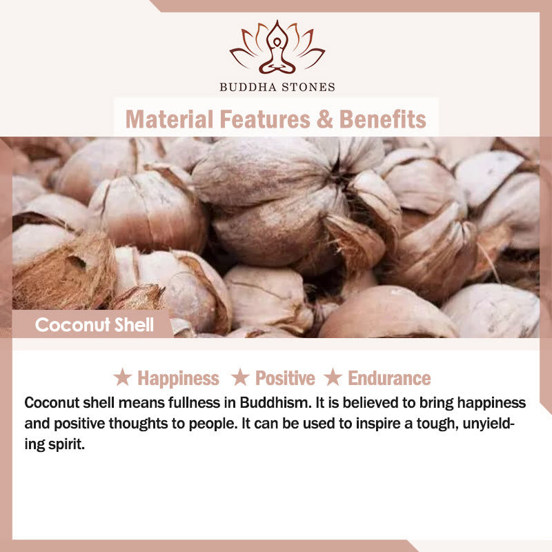 Buddha Stones Handmade Natural Coffee Beans Coconut Shell Happiness Bracelet