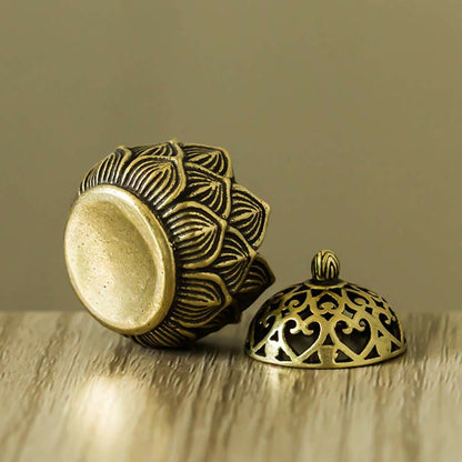 Buddha Stones Tibetan Mini Lotus Pattern Meditation Copper Incense Burner