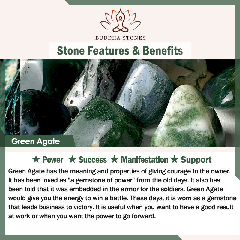 Buddha Stones Natural Green Agate Wrist Mala Success Charm Pocket Mala Car Decoration